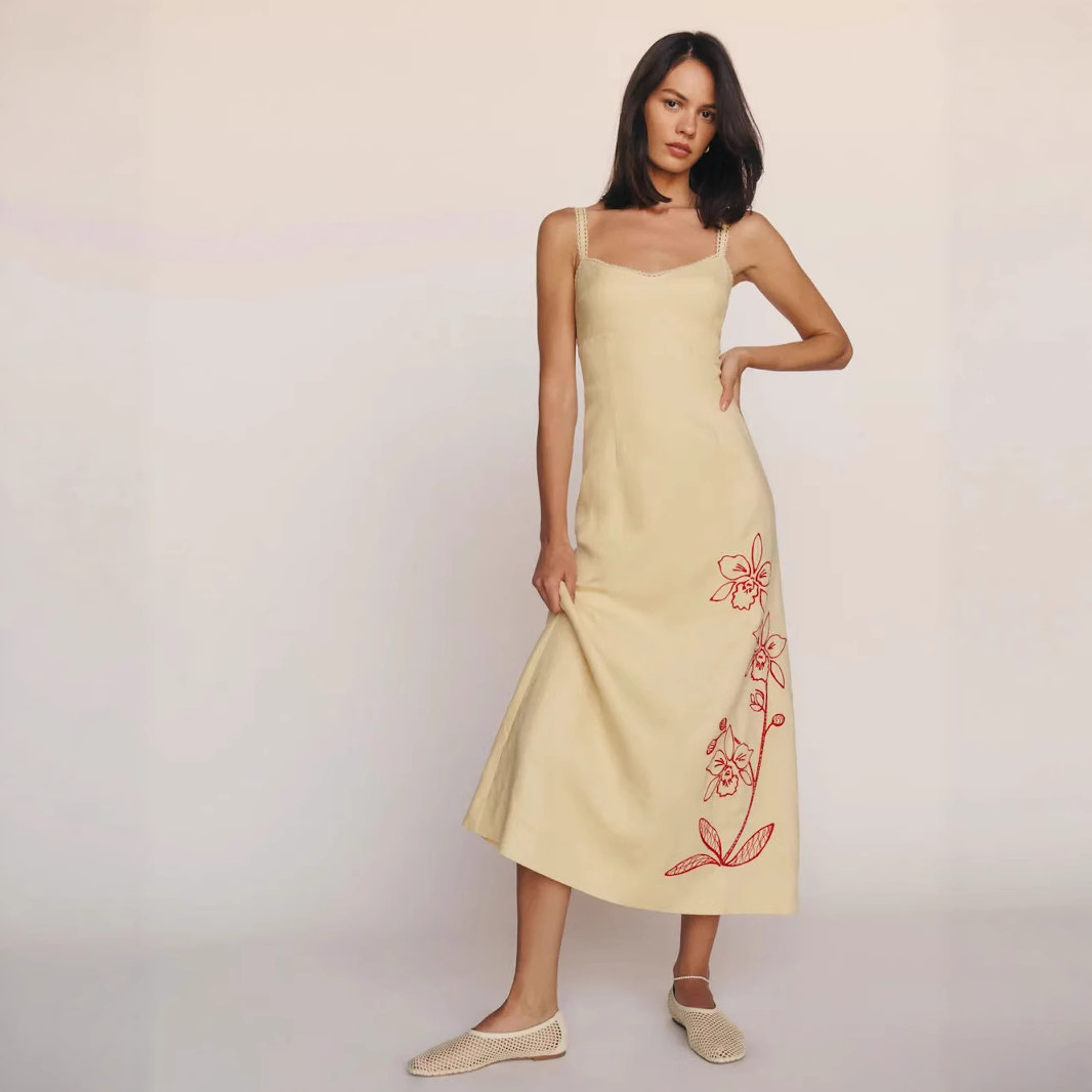 In-Stock European and American Cross-Border Independent Brand Spaghetti Strap Dress, Loose Fit, 2026 Summer New Style, Versatile Street Fashion