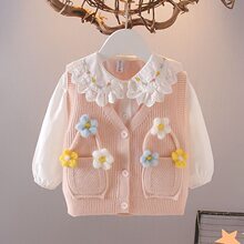 新款女宝宝春秋装1-2-3岁女童马甲上衣8-9个月婴儿衣服毛衣针织衫