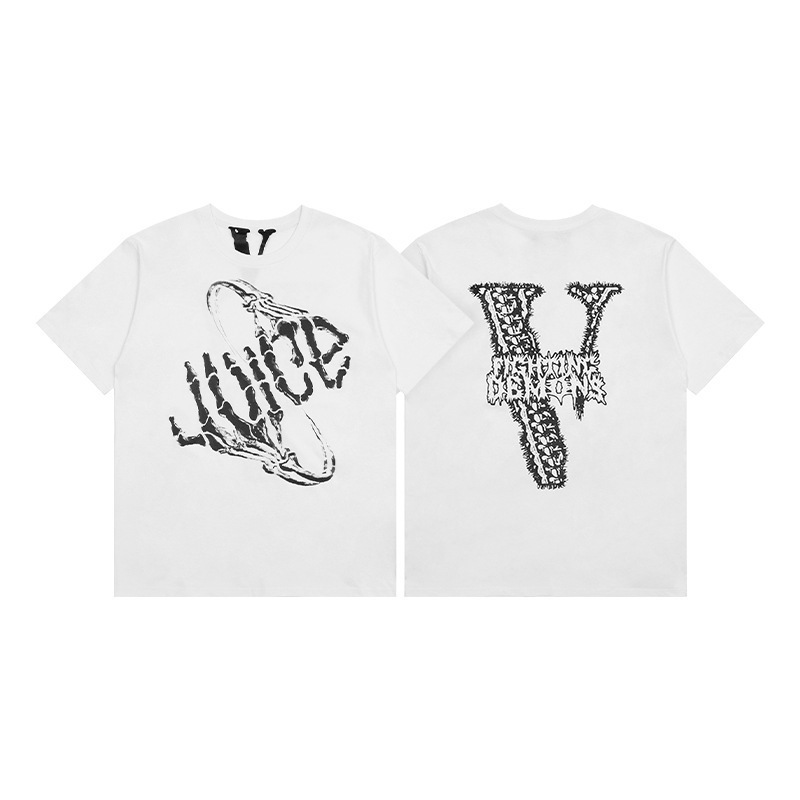 外単VLONE FOG潮牌大v字母Logo桜半袖スケッチ刺繍唇印落書きプリントtシャツ|undefined