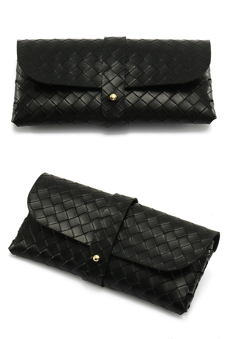 Retro Style Woven Leather Pvc Clinch Soft Bag Sunglasses Sunglasses Bag Portable Soft Leather Sunglasses Case Sunglasses Case