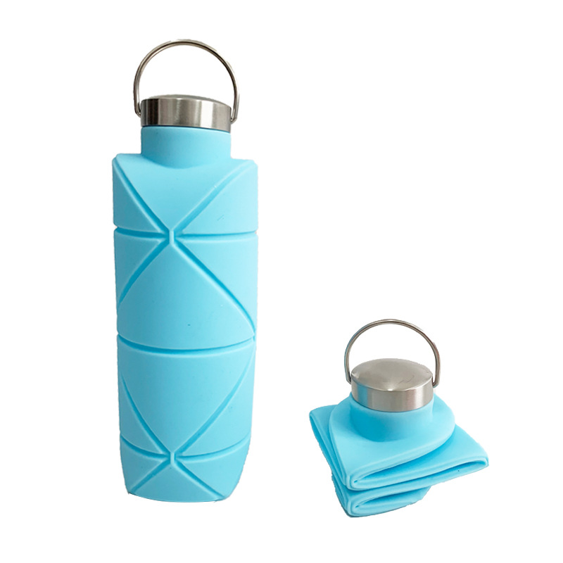 Silicona plegable Copa retráctil Copa compresión deportes viaje portátil botella de agua con mango taza de agua al aire libre Nuevo