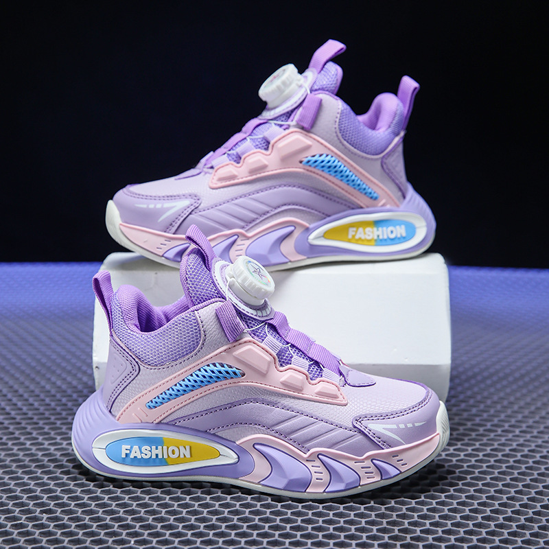 K111 Girls' Middle and Big Children's Basketball Shoes Lightweight Boys' sneaker Shoes 2024 New Spring Leather Children's Transport