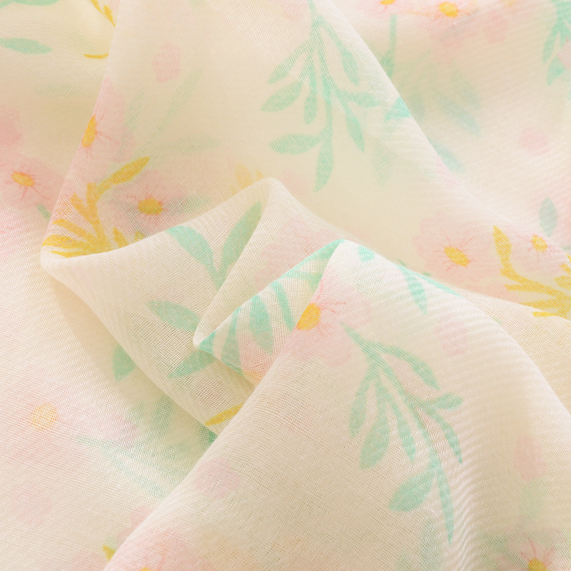 Nueva suave transpirable planta flor algodón y lino bufanda Otoño e Invierno bufanda femenina viaje protector solar borla chal bufanda grande