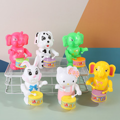 Spring-wound drumming rabbit baby animal toy creative gift chain-up children's plastic stall hot-selling wholesale