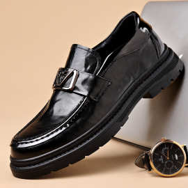 2025老爷车男鞋春秋新款商务休闲鞋子男士真皮透气英伦皮鞋男式乐