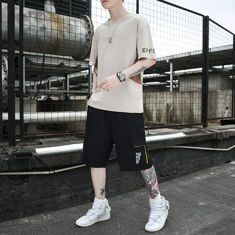 2022 hombre trajes de moda inns delgados cinco pantalones de trabajo deportivos casuales de hombre de verano set de dos piezas