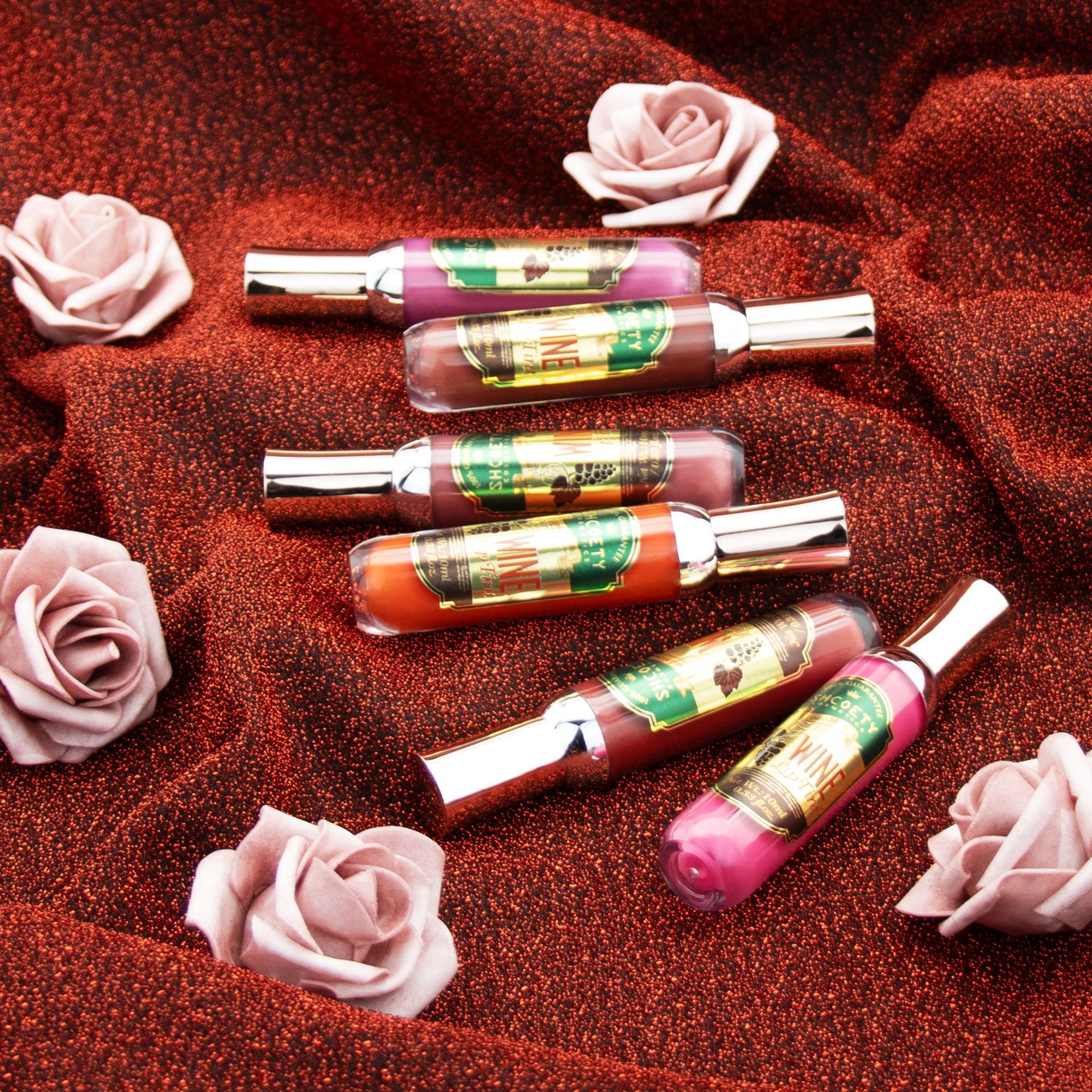 Cross-border lip gloss, red wine bottle, makeup, lip dye, non-fading lips, matte, frosted velvet lip gloss, liquid lipstick undefined