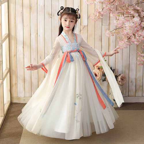 Girls hanfu wind super fairy costume children ancient Chinese summer outfit hanfu girl veils Ru skirt in the spring and autumn