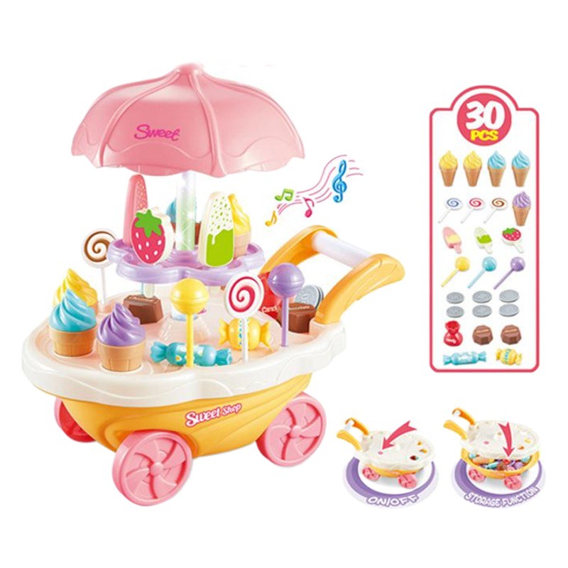 Cocina para niños play House accesorios simulación vajilla mini helado caramelo carrito de helados supermercado tienda Juguetes