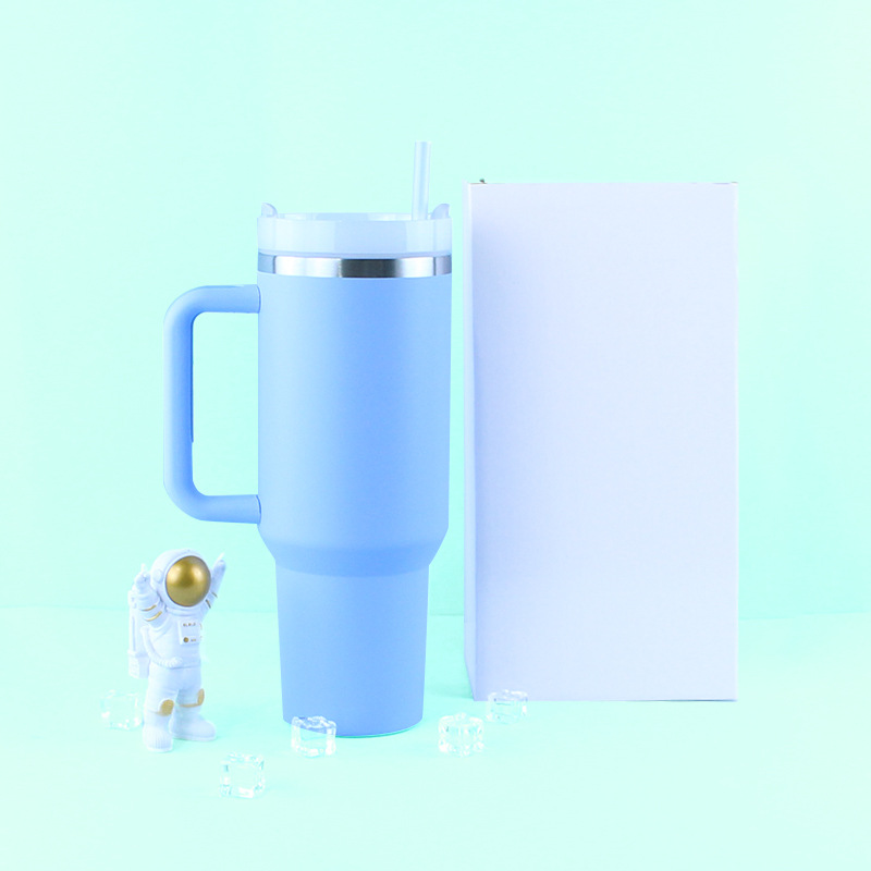 Nuevo acero inoxidable de segunda generación 40oz de gran capacidad taza de coche mango portátil taza de plástico spray coche helado taza transfronteriza
