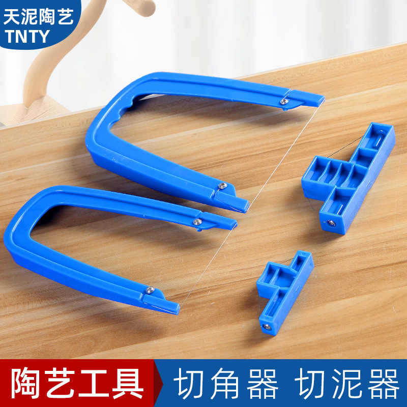 Herramienta de cerámica cortador de barro cortador de ángulo mango de plástico arco oblicuo hecho a mano en forma de u cuchillo de barro cortador de alambre de acero inoxidable