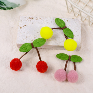 Cute Little Cherry Hair Ball Children's Headwear Accessories Sweater Bag Accessories New Japanese Style