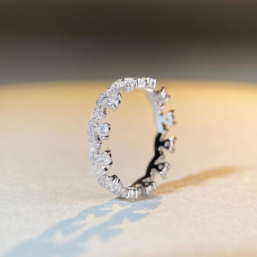 New S925 sterling silver stacked lace ring for women, full of diamonds, simple ins style full of diamonds, zircon ring, fashionable and advanced