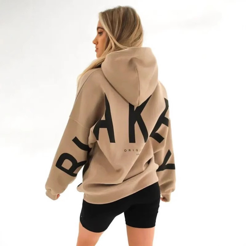 Autumn Women's Sweatshirt, European and American Style, Long Sports Pullover, New Fashion Letter Print, Hooded, Thickened, Versatile Autumn Women's Sweatshirt, European and American Style, Long Sports Pullover, New Fashion Letter Print, Hooded, Thickened, Versatile