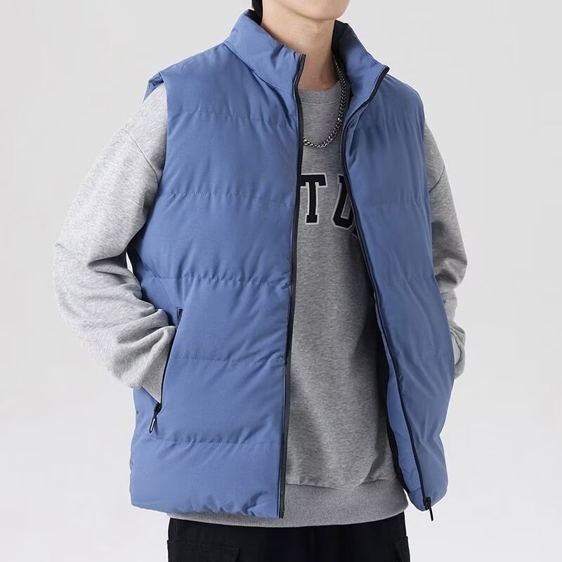Chaleco de algodón sin mangas para hombres otoño y invierno chaleco de algodón caliente de collar de hombro chaqueta de hombre ropa de algodón de moda casual