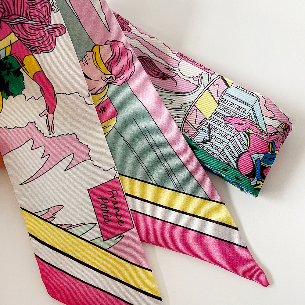 Women's Elegant Retro Printing Bag Satin Silk Scarf display picture 5