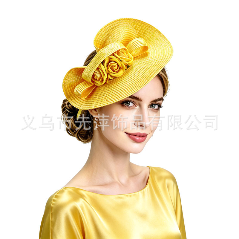 New Amazon floral headpiece, small top hat, bridal dress accessory, party and horse racing event headpiece for women