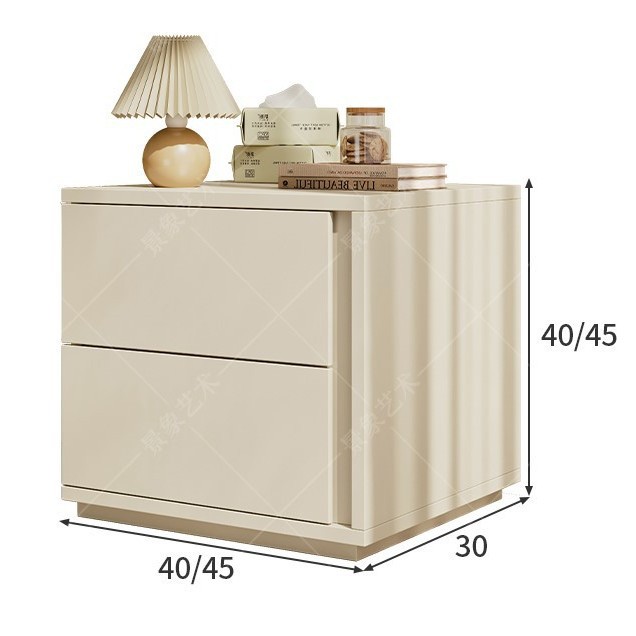 Mesa de cabezal de cama moderna crema INS dormitorio pequeño doble cajón de almacenamiento armario bajo armario ligero de lujo de alta calidad