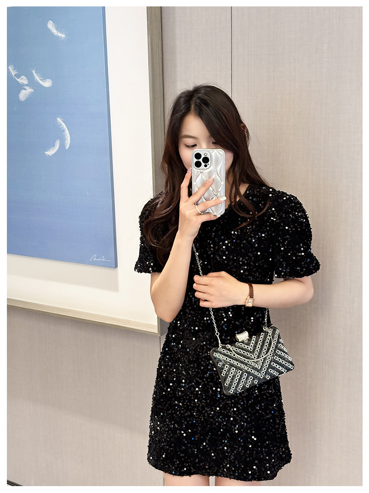 High-end evening dress, lady's water diamond clutch bag, diamond-encrusted bag, colorful diamond chain cheongsam bag, evening bag, women's handbag undefined