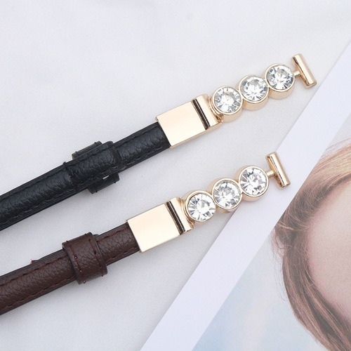 Belt Women's Thin Decorative Dress Simple Black Rhinestone Button Waistband Women's Versatile Belt Women's Dress Suit