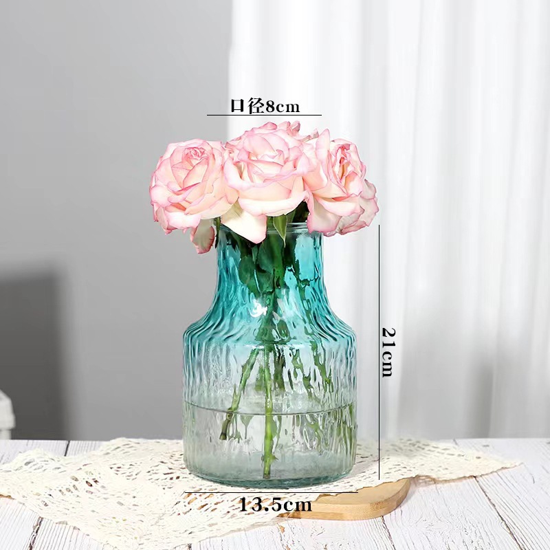 INS estilo florero de vidrio simple arreglo de flores transparente flor hidropónica planta verde florero sala de estar mesa de comedor Decoración