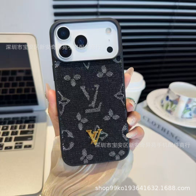 欧美牛仔潮牌保护壳适用iPhone17Promax高级皮质防摔苹果16手机壳|undefined
