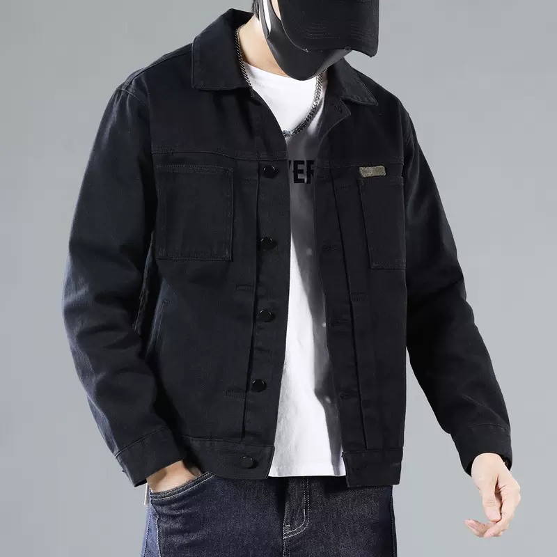 春秋季新款外套男ins街头潮牌痞帅宽松翻领工装牛仔夹克上衣男装