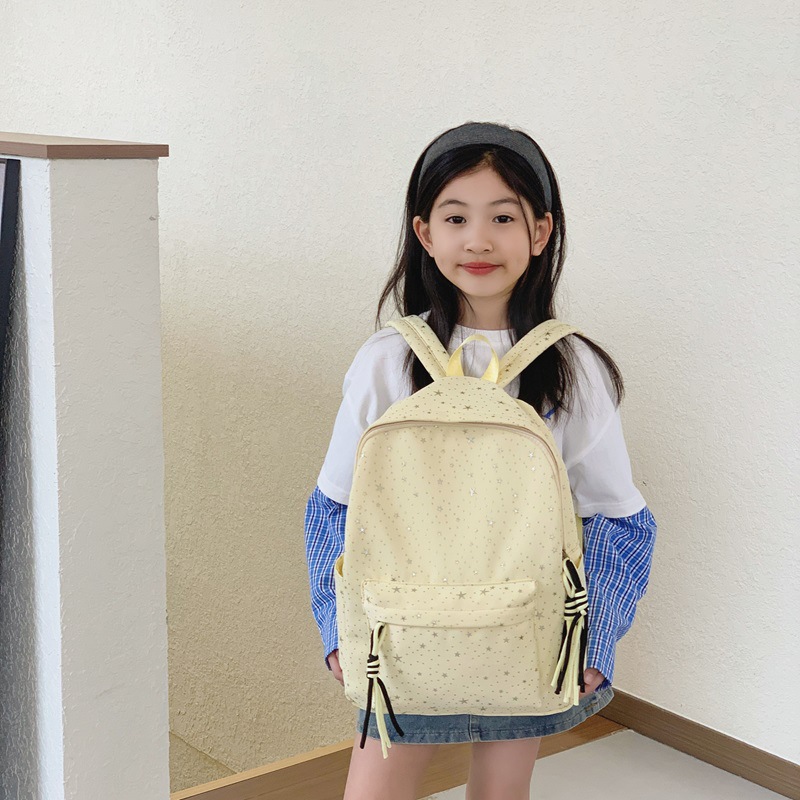 Bonita estrella brillante, mochila de niños y niñas, mochila de estudiantes de escuela primaria de gran capacidad, mochila simple de color sólido para niños.