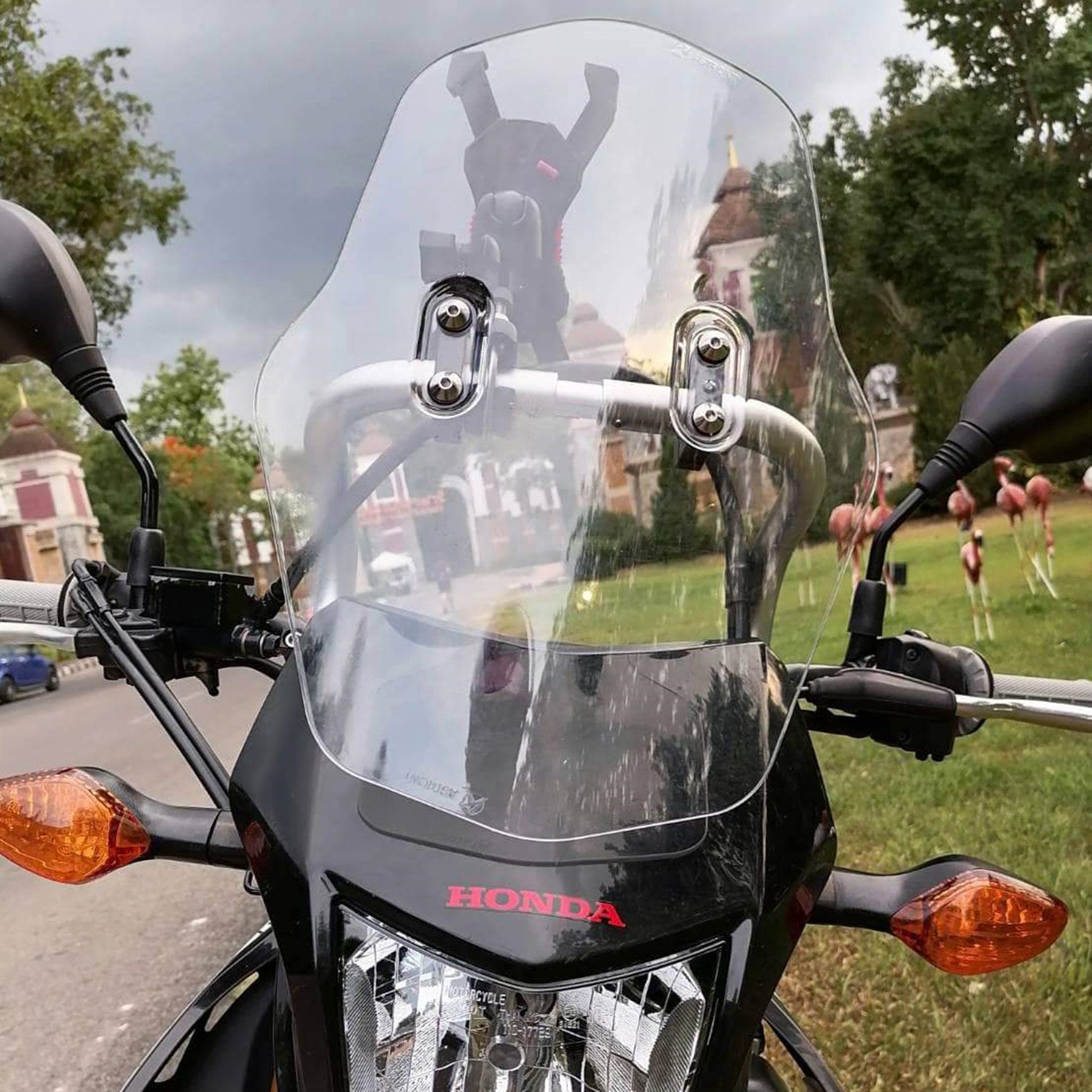 Universal Motorcycle Modified Windshield, Heightened Transparent Front Windshield, Aluminum Alloy Fixed Bracket, Windscreen Accessories