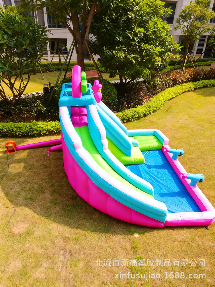 Castillo inflable para niños hogar interior y exterior trampolín al aire libre pequeño trampolín Flamingo doble diapositiva Castillo