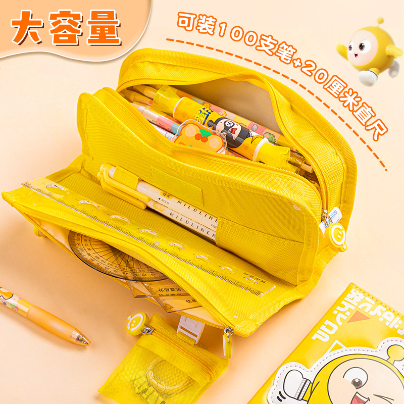 Huevo de la fiesta bolsas de lápiz de tela de gran capacidad bolsas de cremallera multicapa de papelería almacenar caja de papelería infantil al por mayor