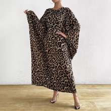 2024欧美跨境亚马逊外贸秋冬女士新款时尚宽松豹纹休闲长连衣裙