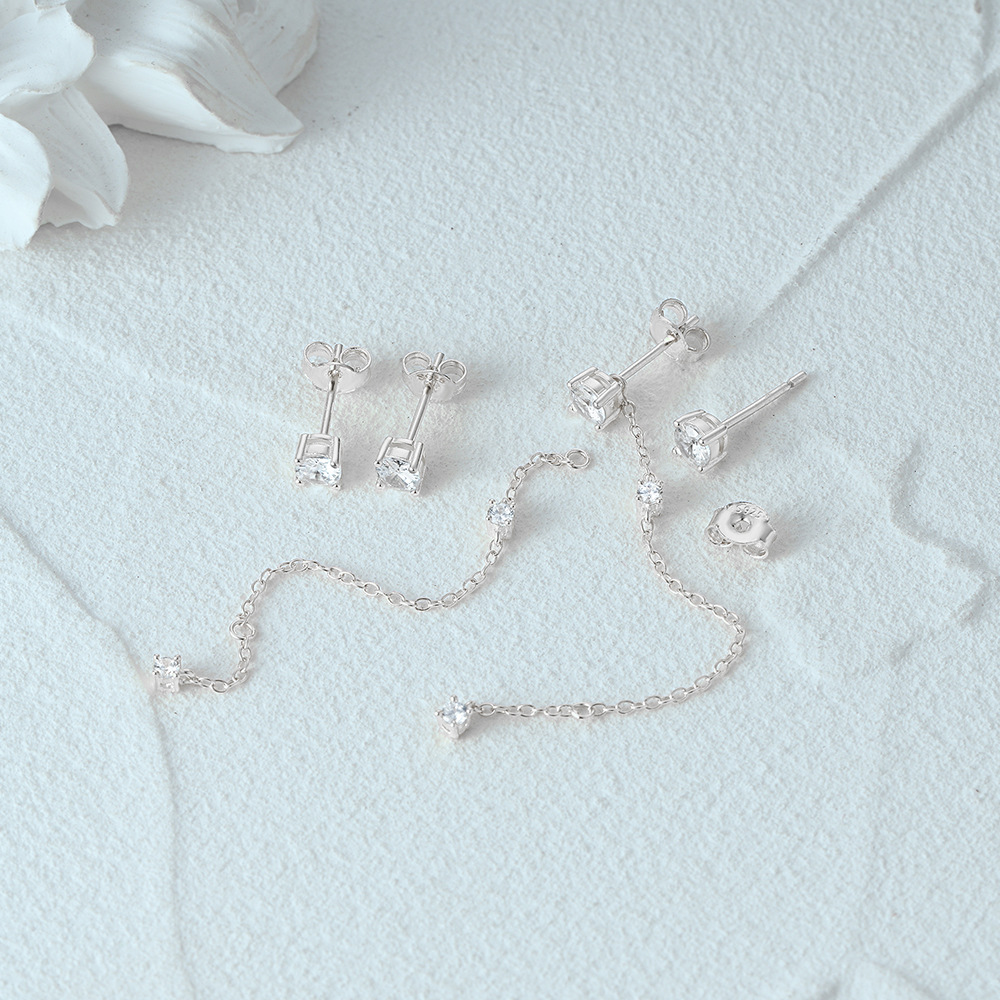 1 Paire Style Ig Géométrique Gland Argent Sterling Boucles D'oreilles display picture 12