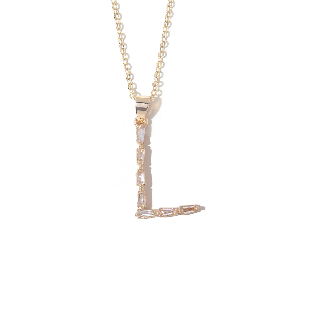 Fashion copper gold-plated zircon letter necklace female