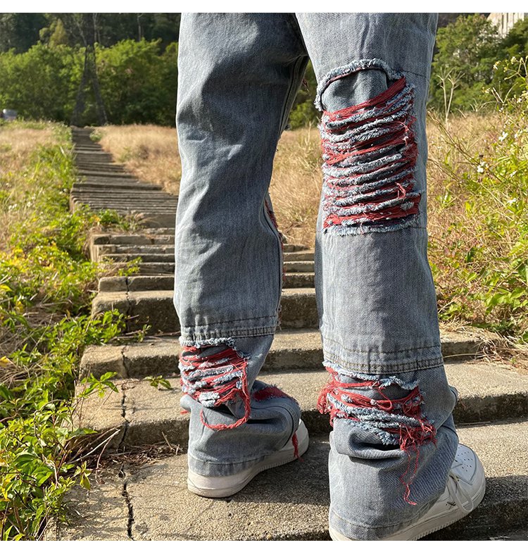 Ripped Straight-leg Jeans