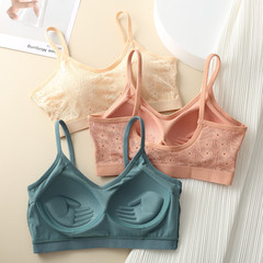 New back-beautiful underwear for women with small breasts, no rims, one-piece fixed cup tube top, lace sexy bottoming bra