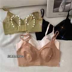 Slim 2023 Rabbit Ears Bra Sexy Crystal Cup French Lace Push-up Bra for Women, Big Bust Makes it Look Smaller