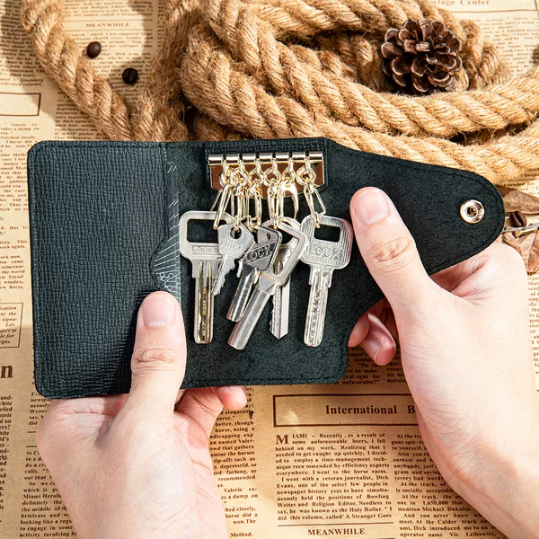 Amazon Multicolor Genuine Leather Key Case Unisex Top Layer Cowhide Car Universal Keychain Wholesale Card Holder