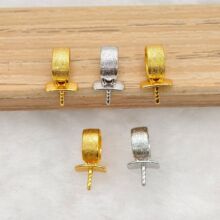 2025新款拉丝款针式粘扣s925纯银扣头针式DIY吊坠U扣形针空托粘托