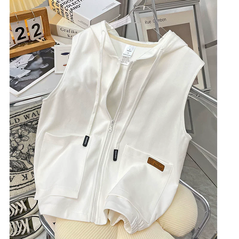 Жилет, тонкая куртка для отдыха, безрукавный кардиган, световзя с капюшоном на молнии