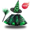RT23045+green tie witch hat+green and black broom