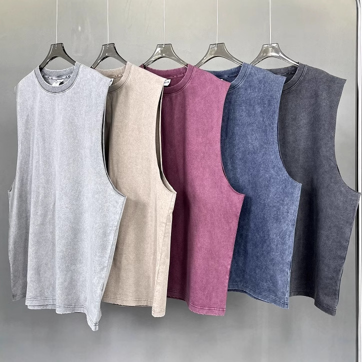 KANYE Kanye Spring and Summer American Washed Old Grinding Edge Rough Vest Men's and Women's Loose Casual Waistcoat Sleeveless T-shirt