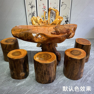 Camphor Wood Stump Stool Solid Wood Stump Root Log Tree Stump Base Coffee Table Tea Table Round Wood Stool