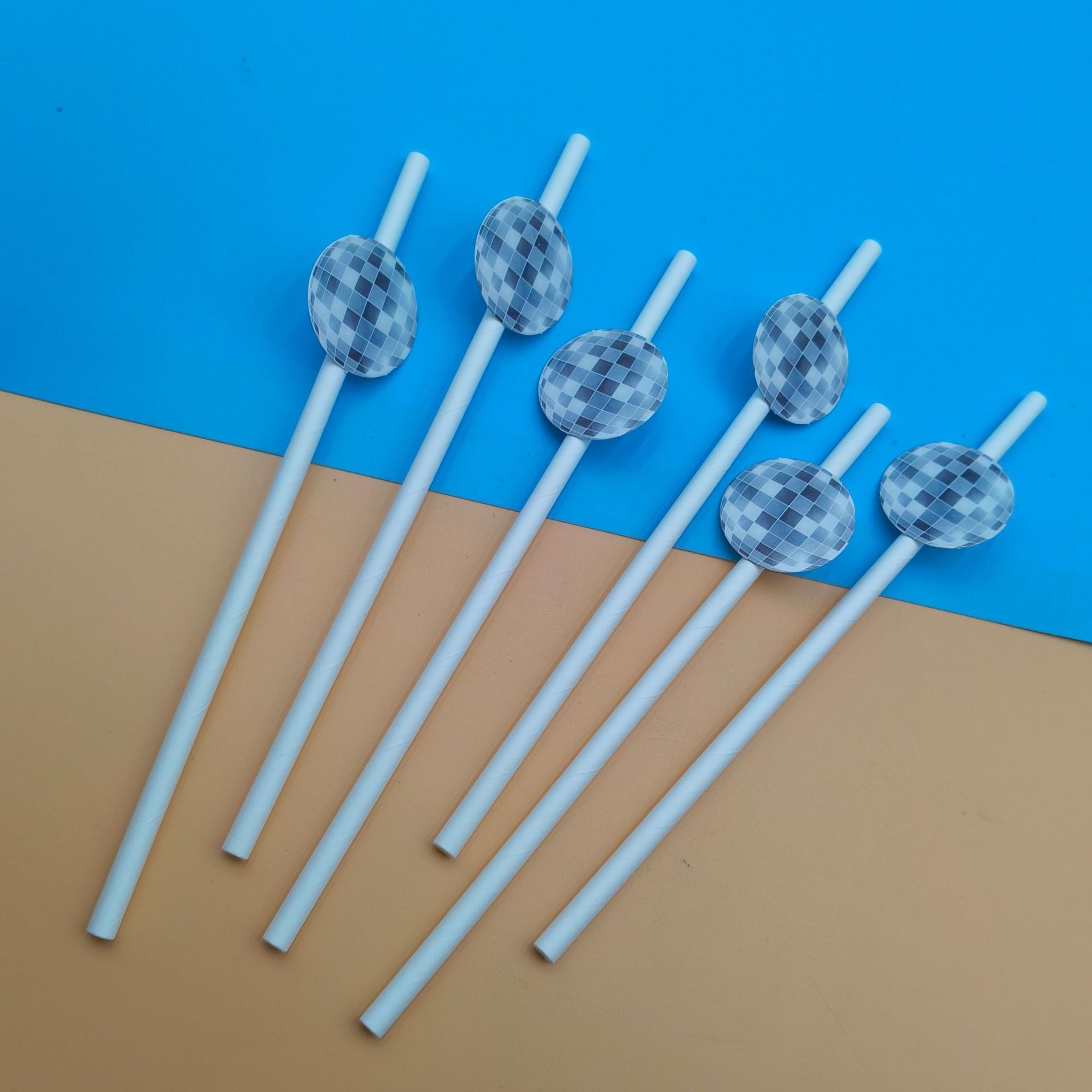 婚庆派对吸管迪斯克一次性可降解甜品台蛋糕鸡尾酒派对装饰纸吸管