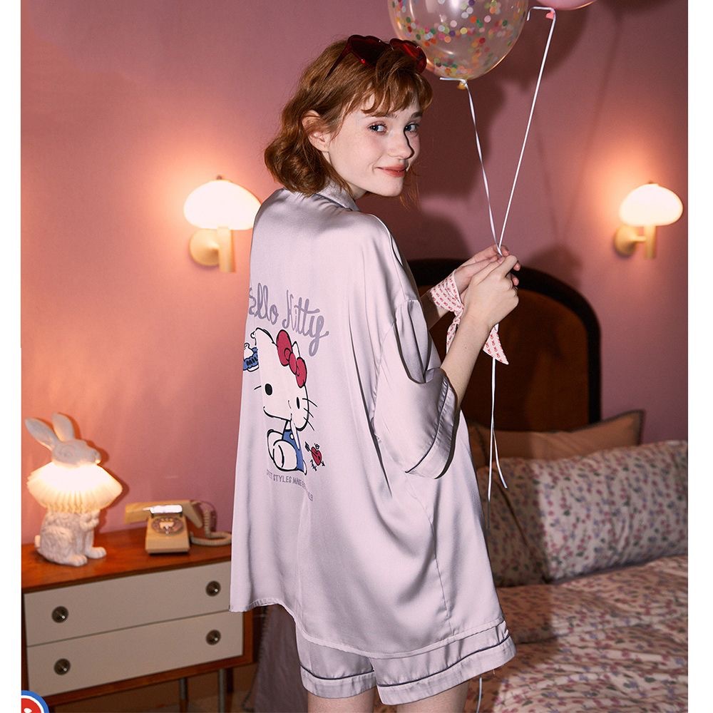 아이스 실크 짧은 소매 세트