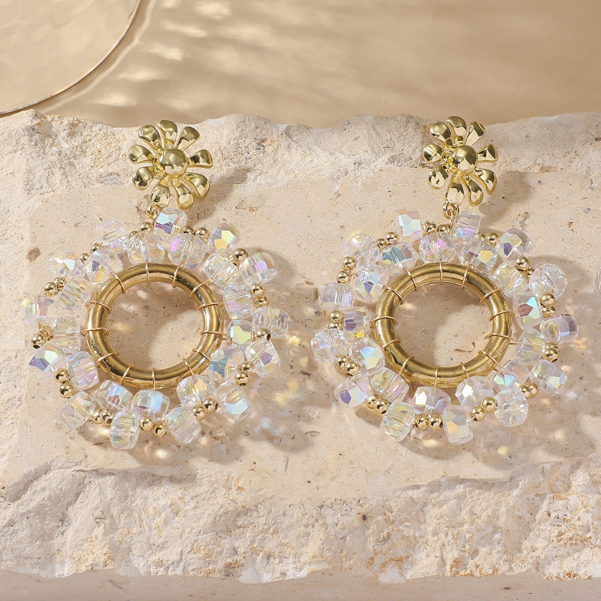 Drop Earrings Classification 1 Pair IG Style Flower Beaded Artificial Crystal Drop Earrings