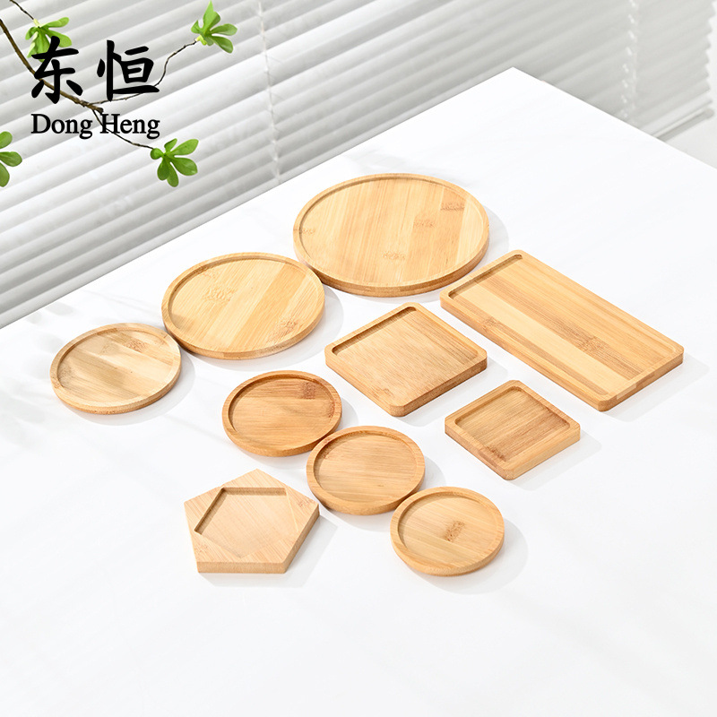 Maceta Dongheng, soporte de bambú, bandeja de maceta de cerámica, marco de bambú, taza de cerámica, posavasos de bambú, cuadrado, redondo, multitamaño