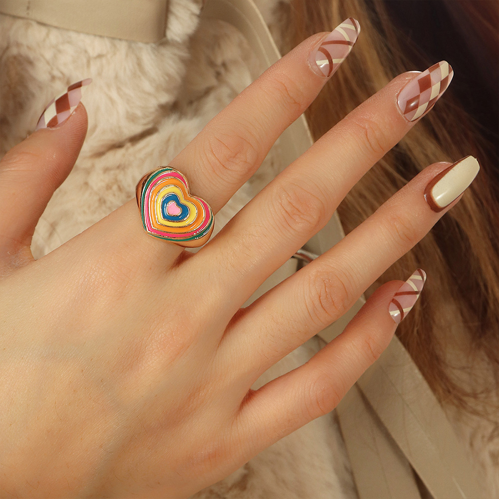 love enamel ring female trendy design drip oil index finger ring  NHNZ594256picture5