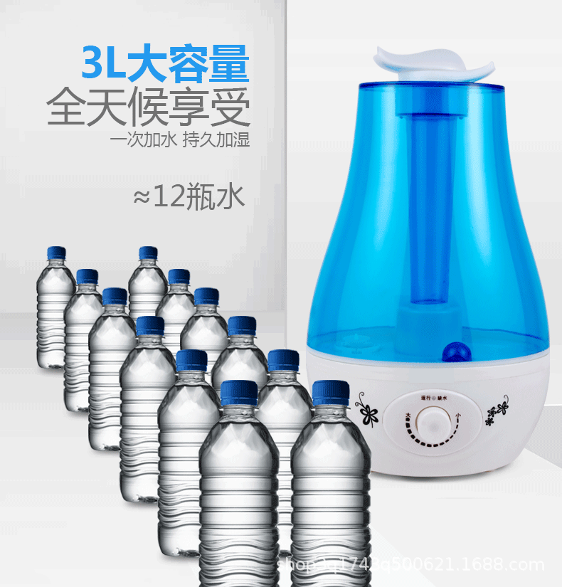 超声波加湿器家用静音卧室大容量大雾双喷带LED灯迷你桌面香薰机详情8