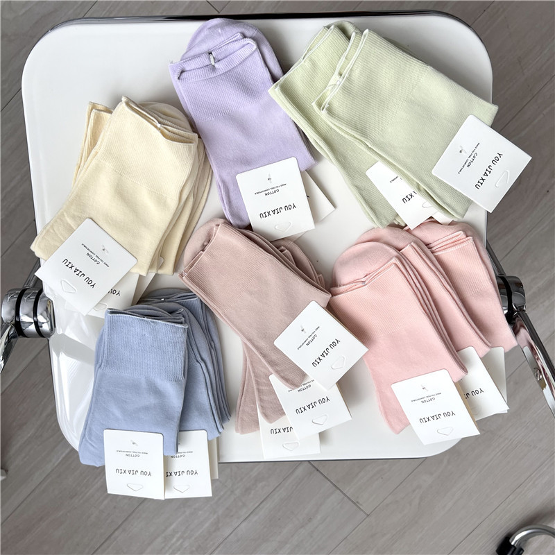 35g Weight Socks Classification Socks Lingerie Type Cotton Fabric Type Stretchy Elasticity A Pair Quantity Daily Occasion Comfort Function Solid Color Pattern All Seasons Season Women's Gender Simple Style Style Simple Style Women's Solid Color Cotton Crew Socks A Pair 8